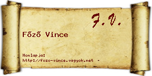 Főző Vince névjegykártya